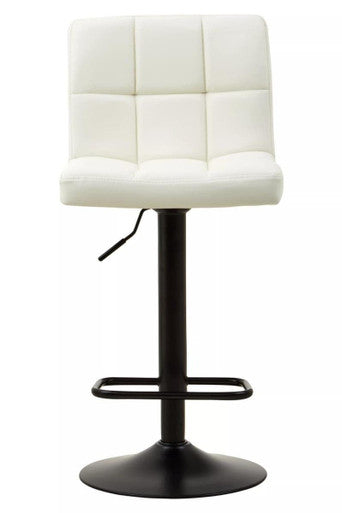 Baina Bar Chair | White Leather Effect Quilted Bar Chair