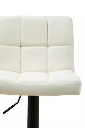 Baina Bar Chair | White Leather Effect Quilted Bar Chair