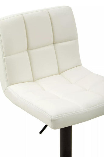 Baina Bar Chair | White Leather Effect Quilted Bar Chair