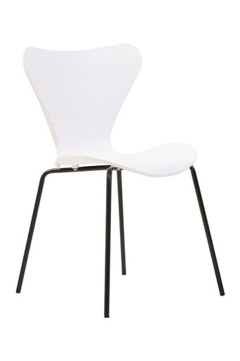 Laila Dining Chair | White Moulded Dining Chair with Black Legs