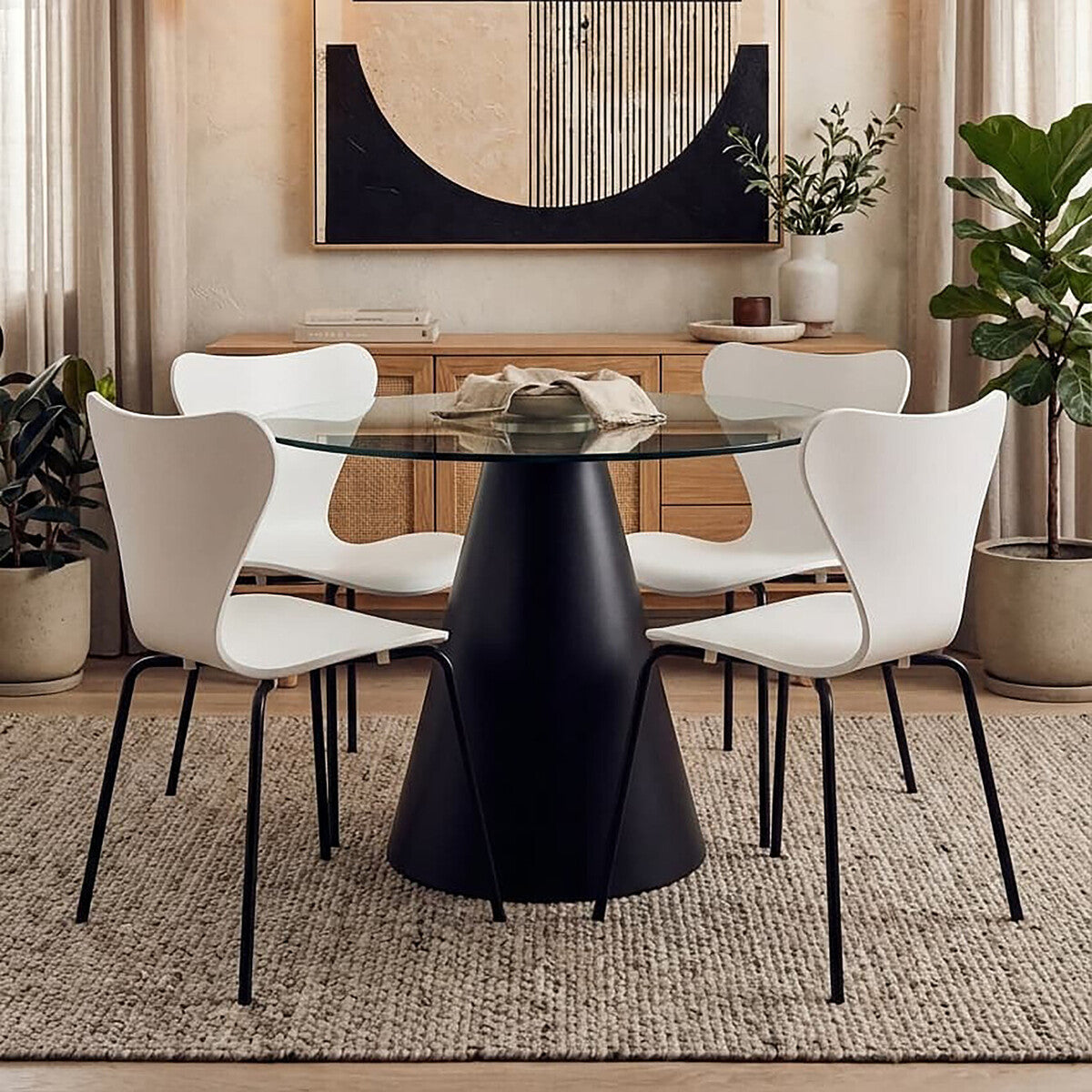 Laila Dining Chair | White Moulded Dining Chair with Black Legs