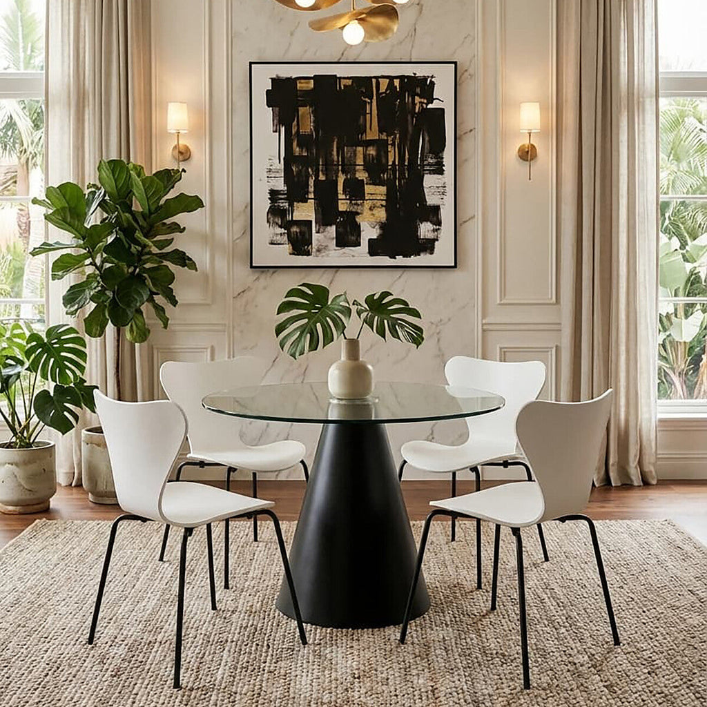 Laila Dining Chair | White Moulded Dining Chair with Black Legs