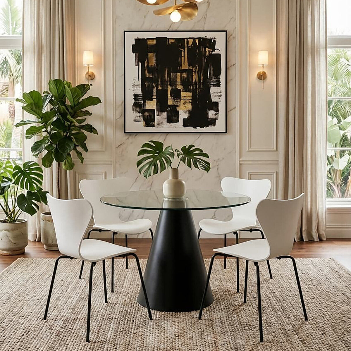 Laila Dining Chair | White Moulded Dining Chair with Black Legs