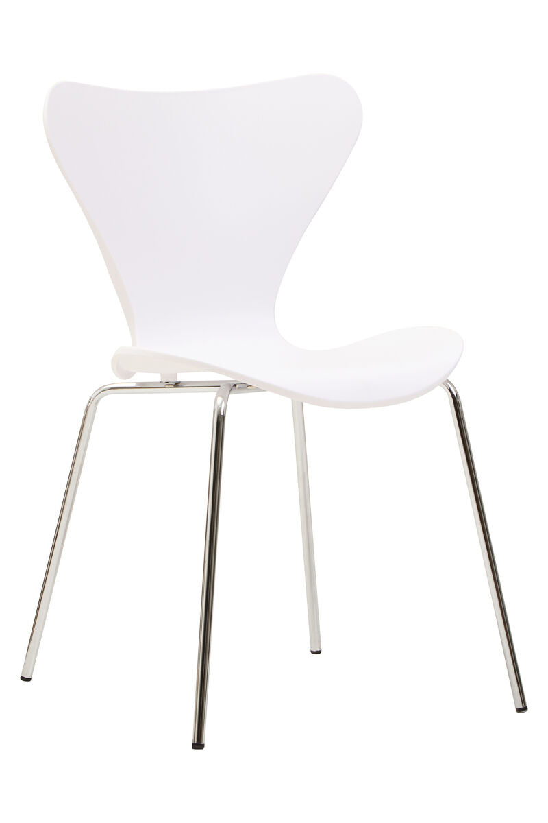 Laila Dining Chair | White Moulded Dining Chair with Chrome Legs