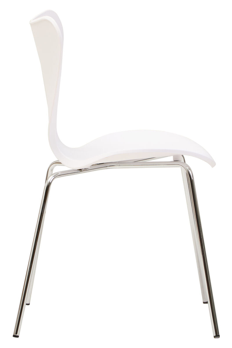 Laila Dining Chair | White Moulded Dining Chair with Chrome Legs