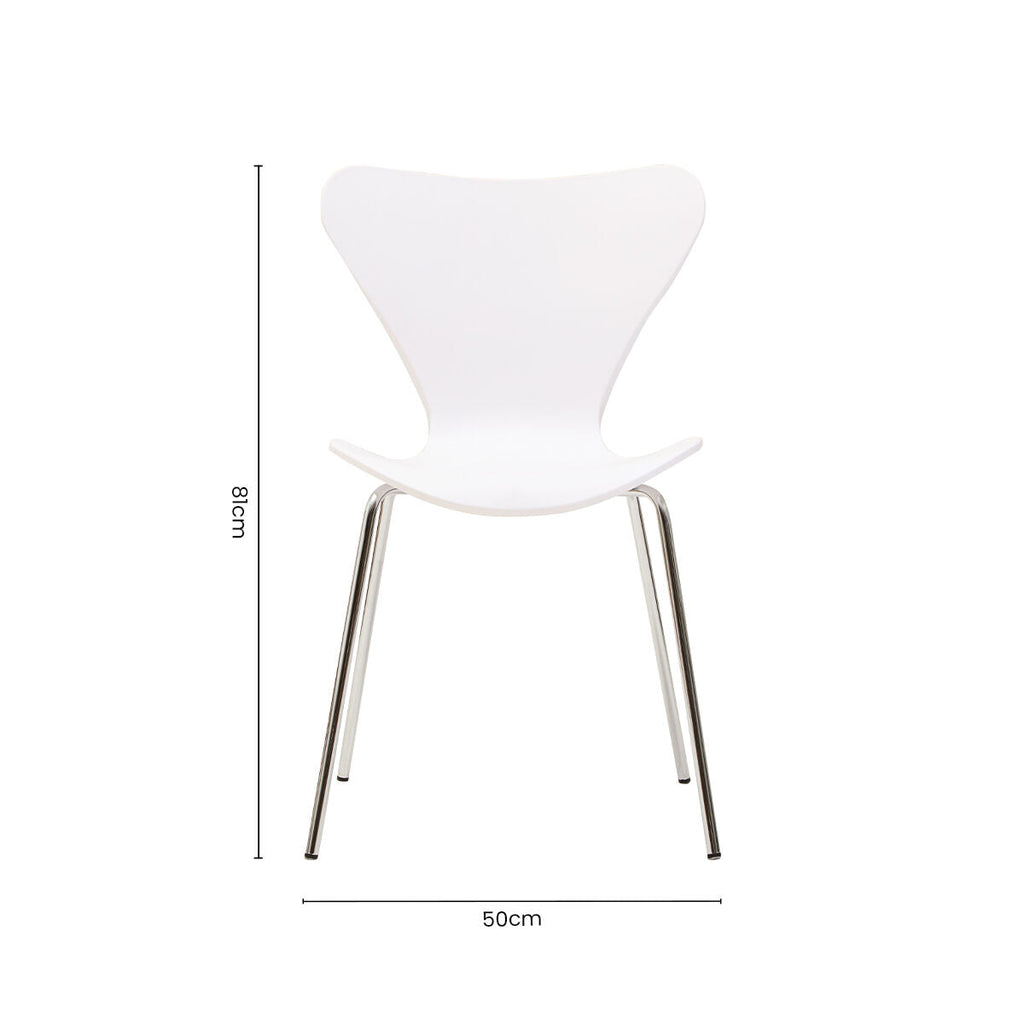Laila Dining Chair | White Moulded Dining Chair with Chrome Legs