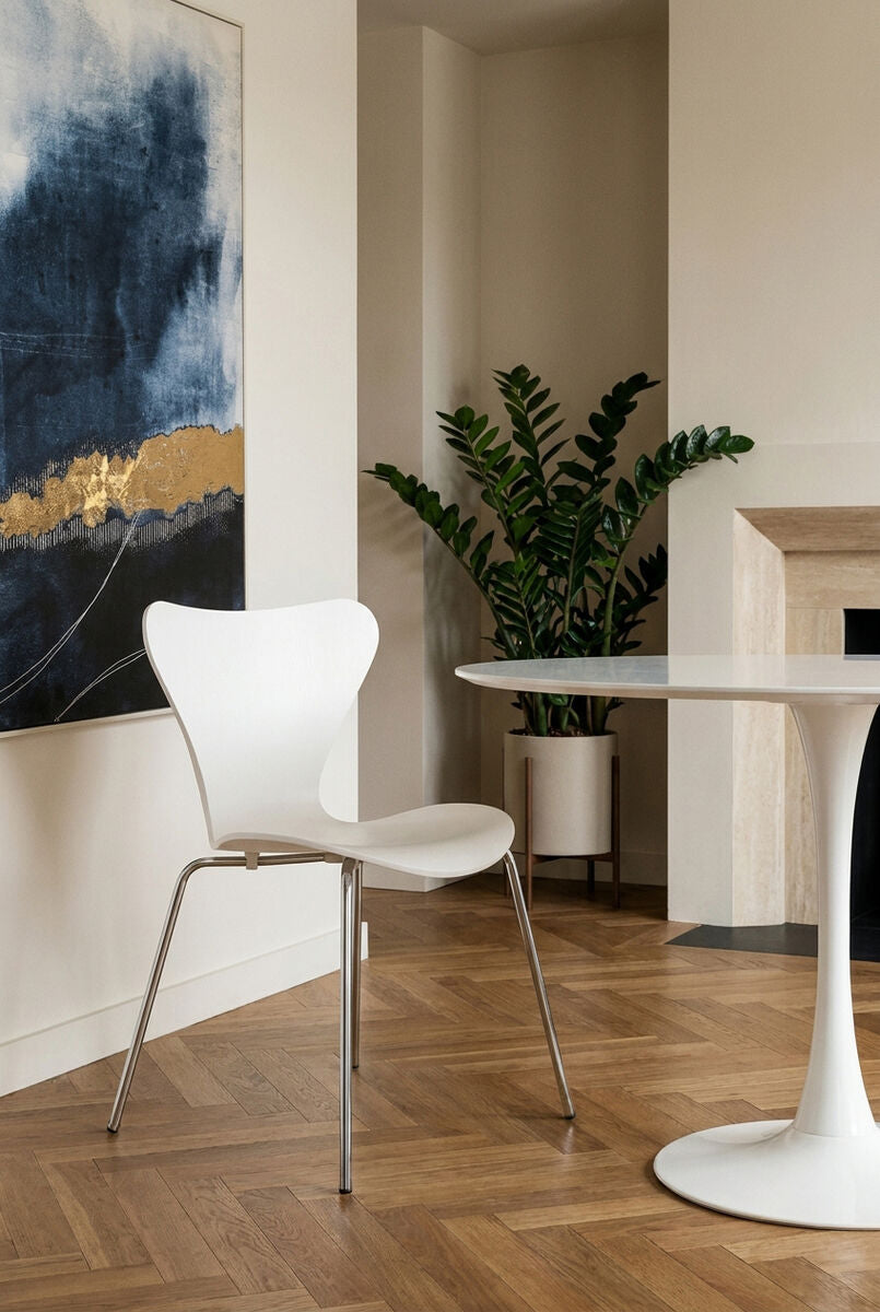 Laila Dining Chair | White Moulded Dining Chair with Chrome Legs