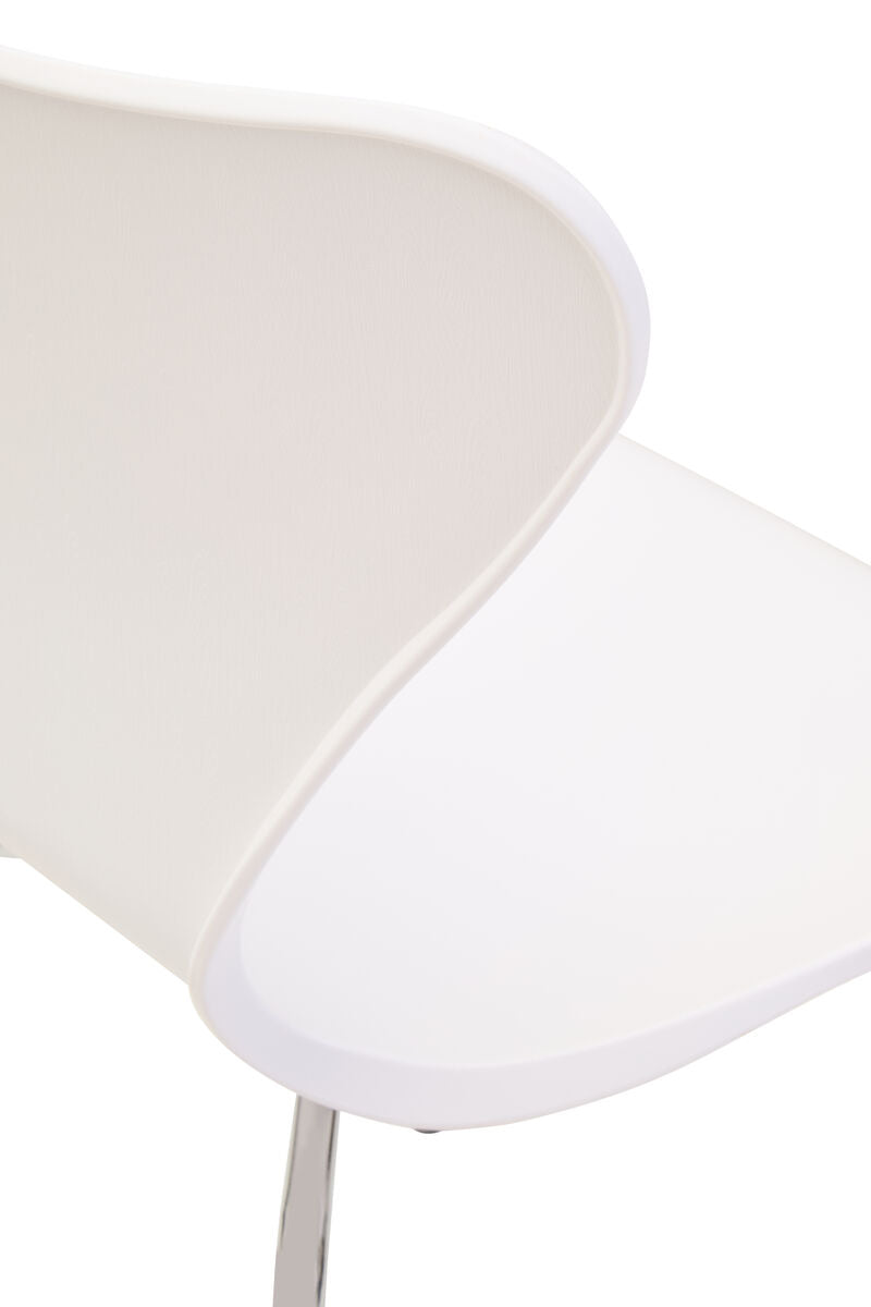 Laila Dining Chair | White Moulded Dining Chair with Chrome Legs