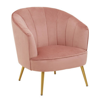 Yolanda Accent Chair | Pink Velvet Curved Chair