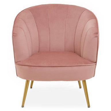 Yolanda Accent Chair | Pink Velvet Curved Chair