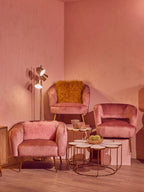Yolanda Accent Chair | Pink Velvet Curved Chair