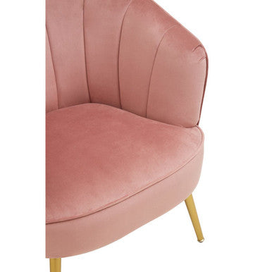 Yolanda Accent Chair | Pink Velvet Curved Chair