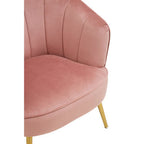 Yolanda Accent Chair | Pink Velvet Curved Chair