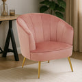 Yolanda Accent Chair | Pink Velvet Curved Chair