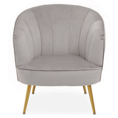 Yolanda Accent Chair | Grey Velvet Curved Chair