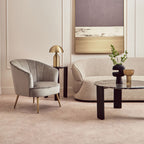 Yolanda Accent Chair | Grey Velvet Curved Chair