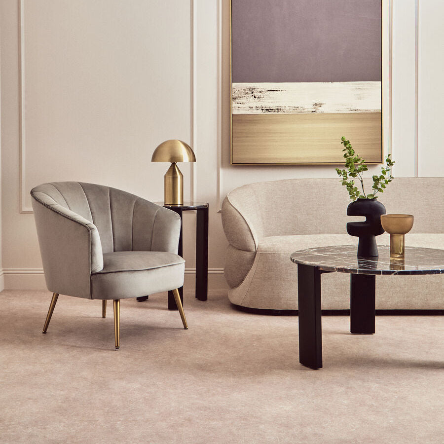 Yolanda Accent Chair | Grey Velvet Curved Chair
