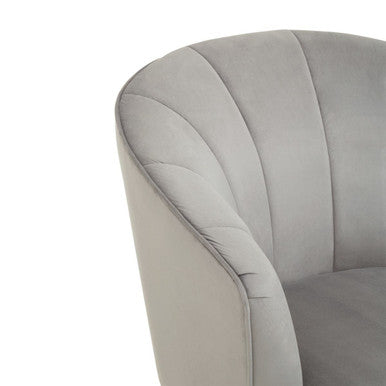 Yolanda Accent Chair | Grey Velvet Curved Chair