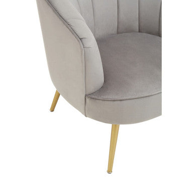 Yolanda Accent Chair | Grey Velvet Curved Chair
