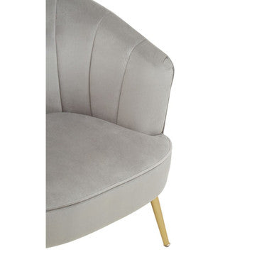 Yolanda Accent Chair | Grey Velvet Curved Chair