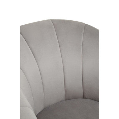 Yolanda Accent Chair | Grey Velvet Curved Chair