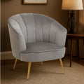 Yolanda Accent Chair | Grey Velvet Curved Chair