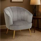 Yolanda Accent Chair | Grey Velvet Curved Chair