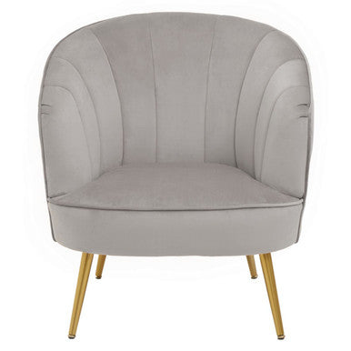 Yolanda Accent Chair | Grey Velvet Curved Chair
