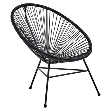 Miami Bistro Set | Black Rattan 3 Piece Patio Set with Glass Top Table
