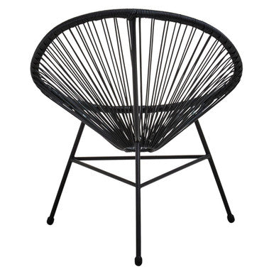 Miami Bistro Set | Black Rattan 3 Piece Patio Set with Glass Top Table