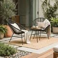 Miami Bistro Set | Black Rattan 3 Piece Patio Set with Glass Top Table