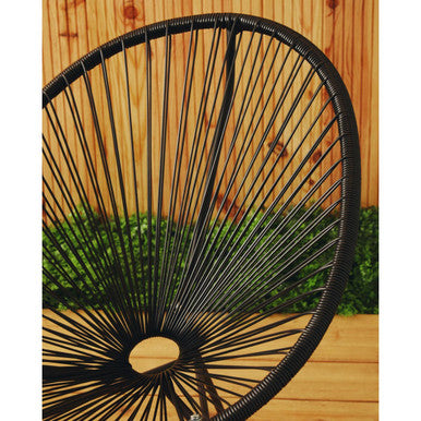 Miami Bistro Set | Black Rattan 3 Piece Patio Set with Glass Top Table