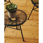 Miami Bistro Set | Black Rattan 3 Piece Patio Set with Glass Top Table