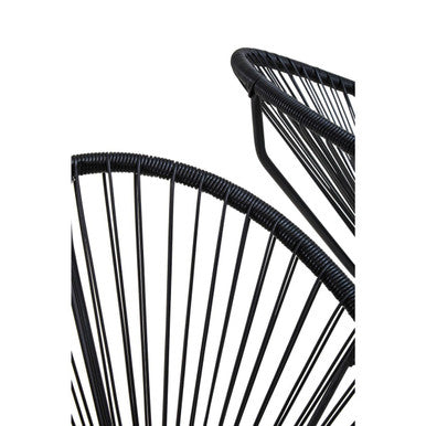 Miami Bistro Set | Black Rattan 3 Piece Patio Set with Glass Top Table
