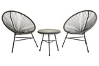 Miami Bistro Set | Grey Rattan 3 Piece Patio Set with Glass Top Table
