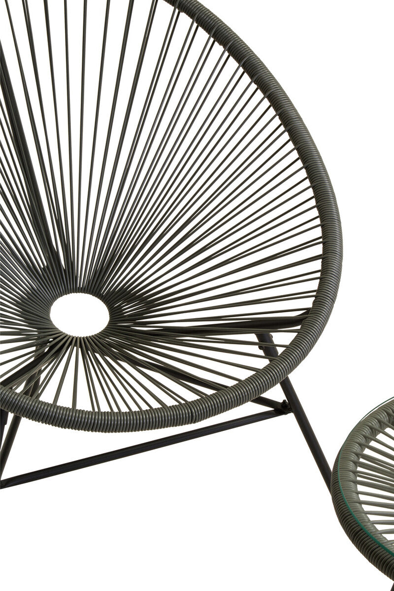 Miami Bistro Set | Grey Rattan 3 Piece Patio Set with Glass Top Table