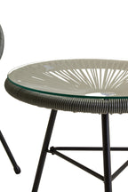 Miami Bistro Set | Grey Rattan 3 Piece Patio Set with Glass Top Table