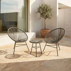 Miami Bistro Set | Grey Rattan 3 Piece Patio Set with Glass Top Table
