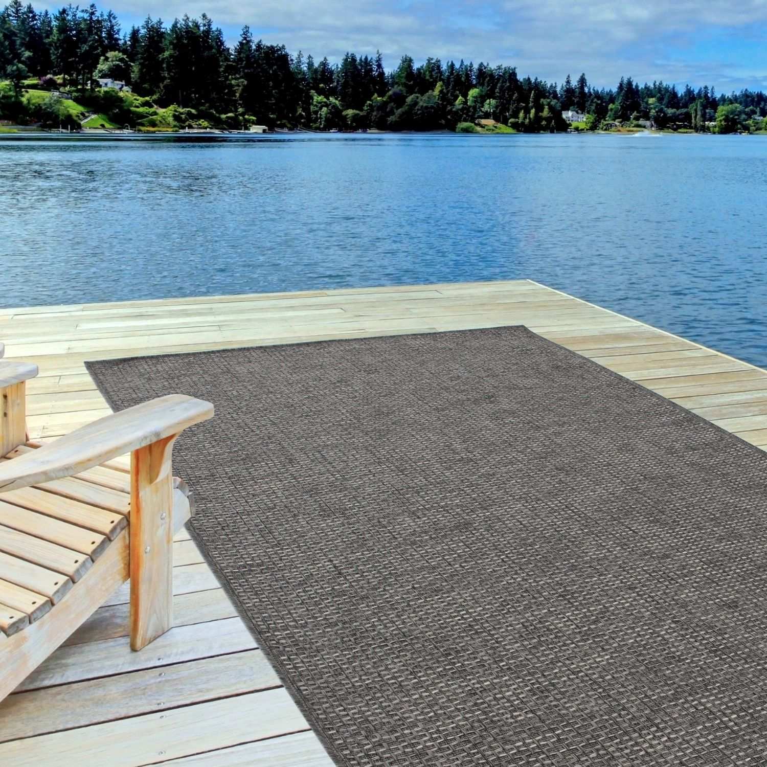 Magic Outdoor Rug | Plain Dark Grey Flatweave | OEKO-TEX Certified