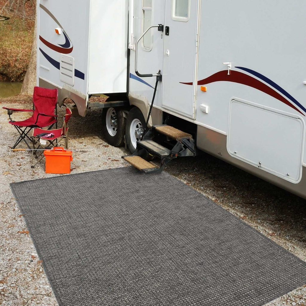 Magic Outdoor Rug | Plain Dark Grey Flatweave | OEKO-TEX Certified