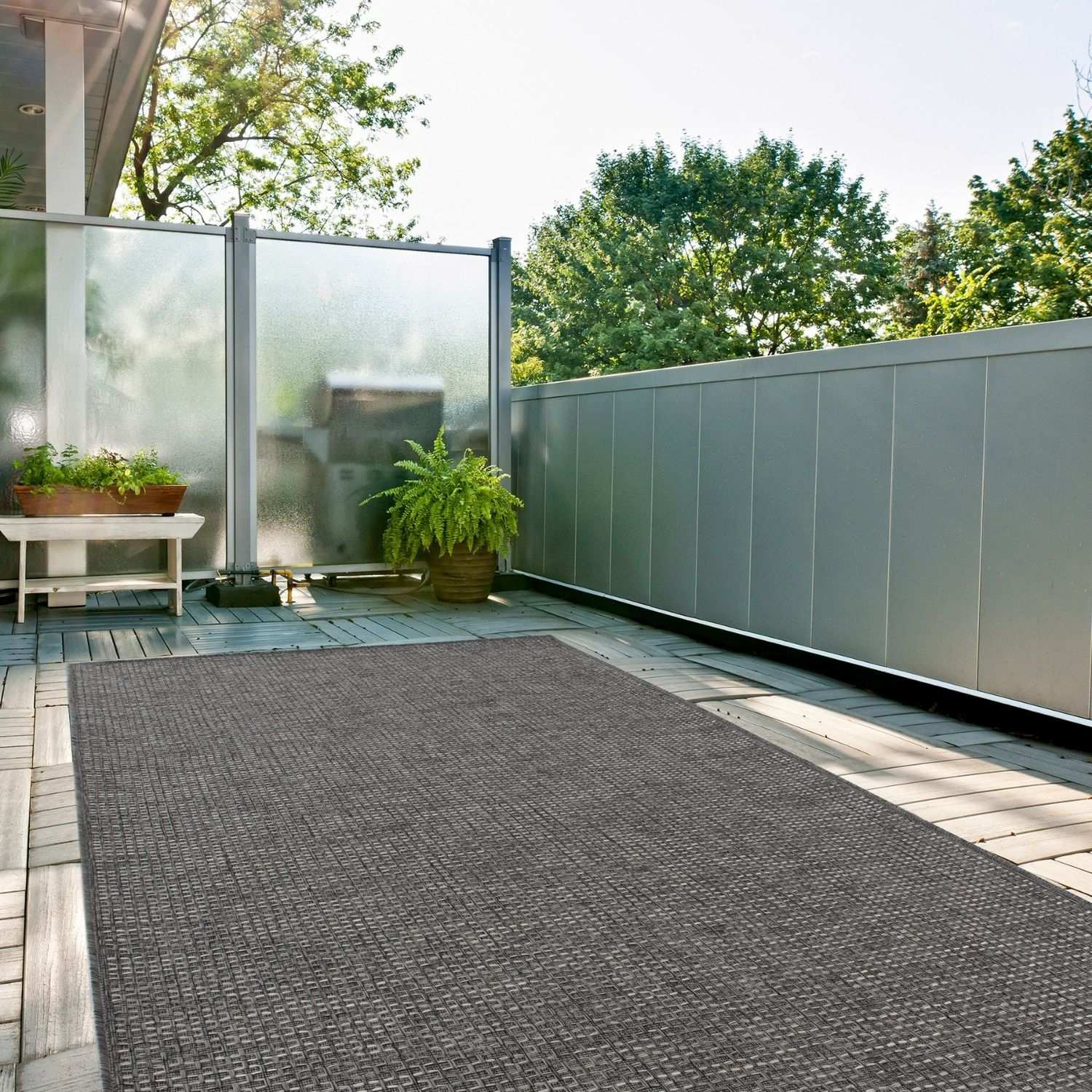 Magic Outdoor Rug | Plain Dark Grey Flatweave | OEKO-TEX Certified