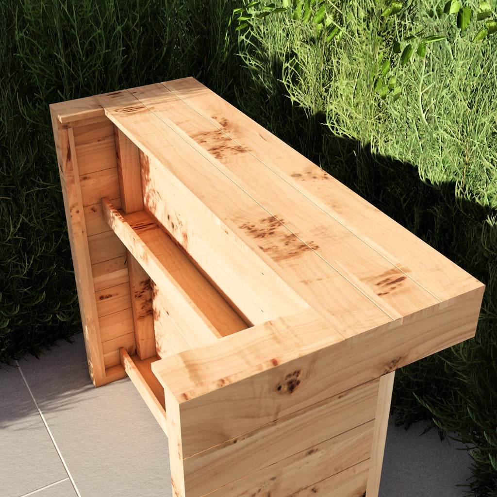 L-Shape Rustic Wooden Garden Bar | Corner Pallet-Style Outdoor Bar