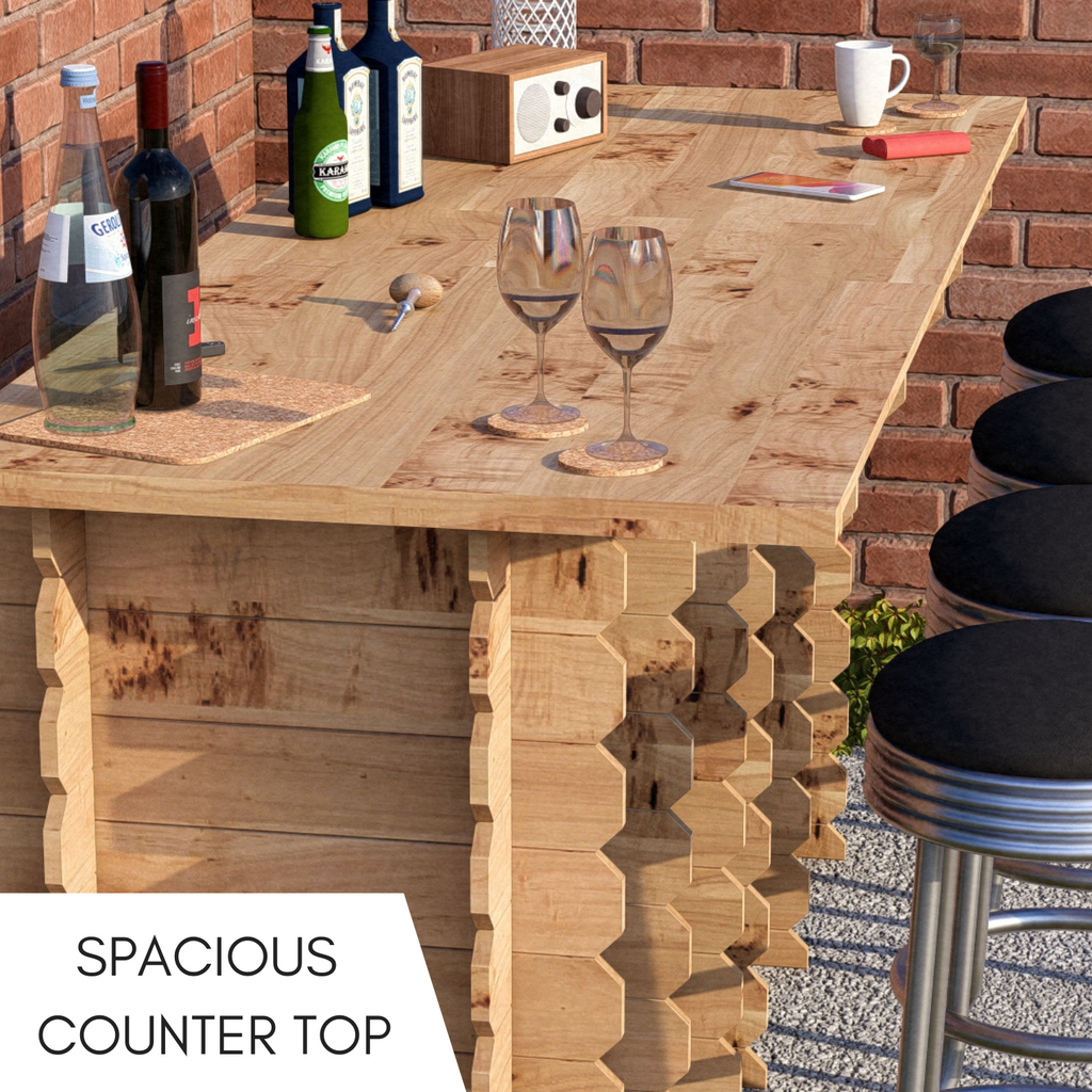 Large Wooden Interlock Bar | 2m Solid Timber Garden Bar