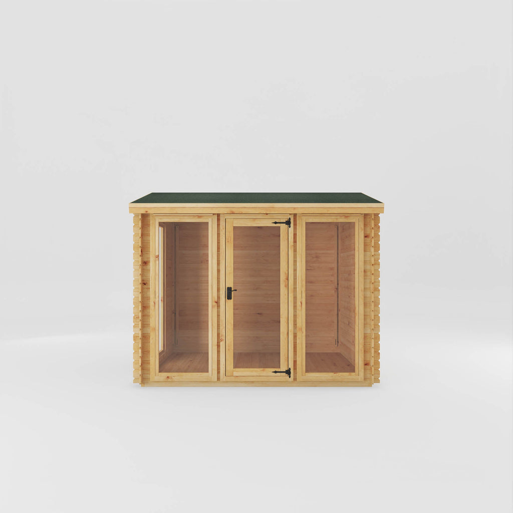 Mercia Reverse Apex Log Cabin front elevation