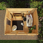 Mercia Reverse Apex Log Cabin aerial view in garden setting