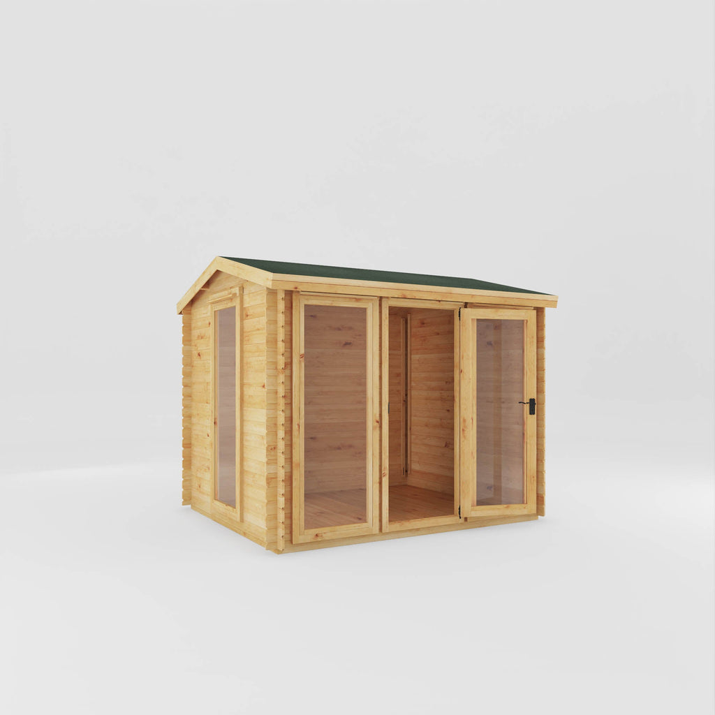 Mercia Reverse Apex Log Cabin 19mm with double doors open