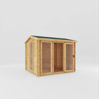 Mercia Reverse Apex Log Cabin 19mm with double doors open