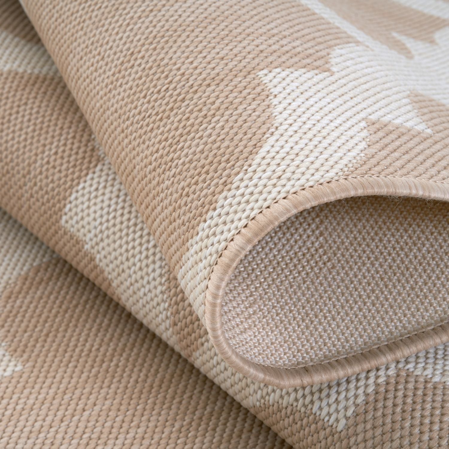 Ecology Outdoor Rug | Beige Moroccan Trellis Flatweave | Weatherproof Polypropylene