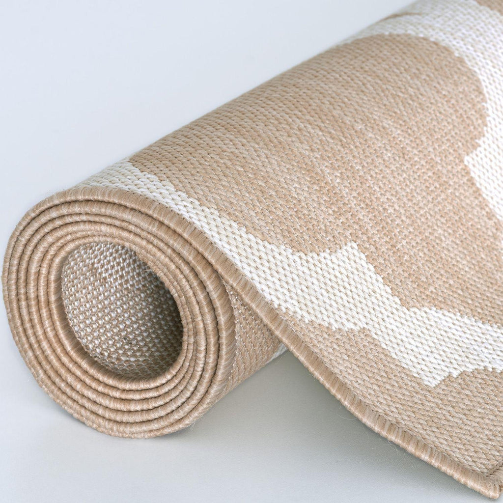 Ecology Outdoor Rug | Beige Moroccan Trellis Flatweave | Weatherproof Polypropylene