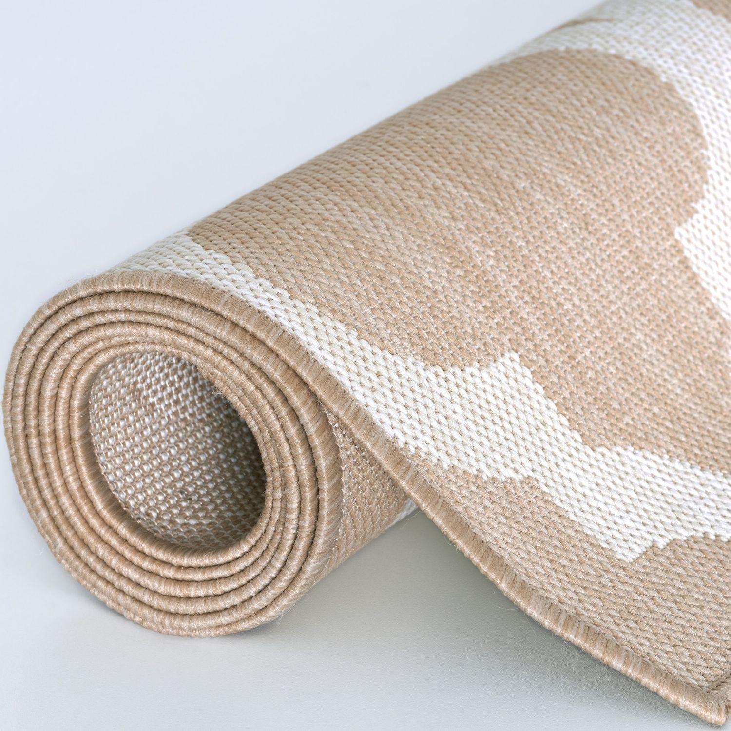 Ecology Outdoor Rug | Beige Moroccan Trellis Flatweave | Weatherproof Polypropylene